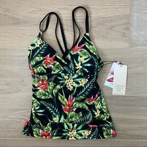 CALIA by Carrie Underwood Women's Strappy Ruched Tankini Top XS NEW